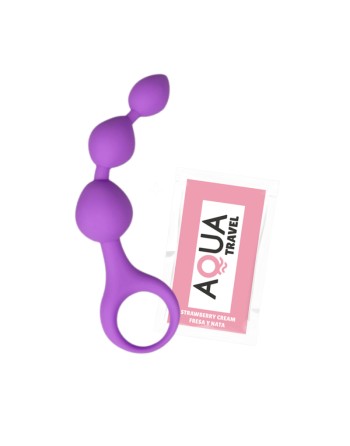Chapelet anal 3 boules violet silicone 15 cm Pocket Pleasure  1 dosette lubrifiant