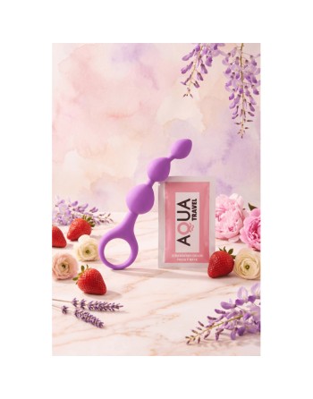 Chapelet anal 3 boules violet silicone 15 cm Pocket Pleasure  1 dosette lubrifiant