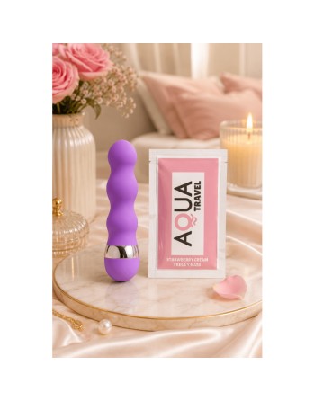 Mini Vibromasseur violet ondulés Pocket Pleasure  1 dosette de lubrifiant