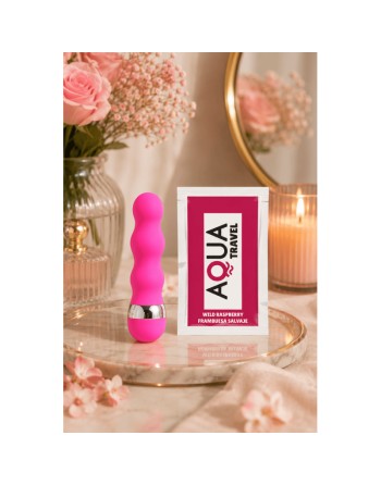 Mini Vibromasseur rose ondulés Pocket Pleasure  1 dosette de lubrifiant