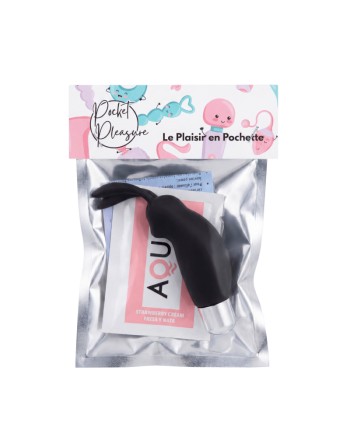 Mini Stimulateur Clitoridien Lapin Noir  1 dosette lubrifiant — Pocket Pleasure