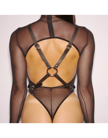 Harnais femme X cuir noir