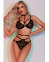 Ensemble soutien-gorge, culotte et ceinture noir - J Lingerie