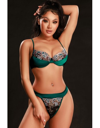 Ensemble soutien-gorge et string vert - J Lingerie