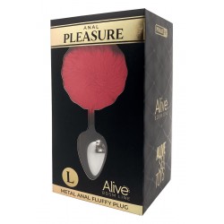 sexy Plug métal Fluffy L rouge - Alive