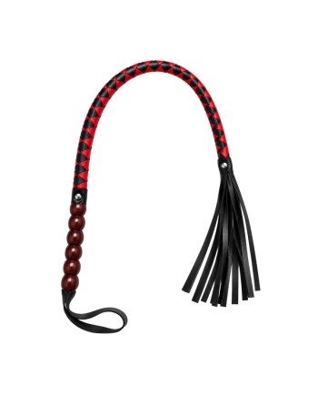 Fouet rouge et noir en simili cuir 80 cm - Dreamy Fetish