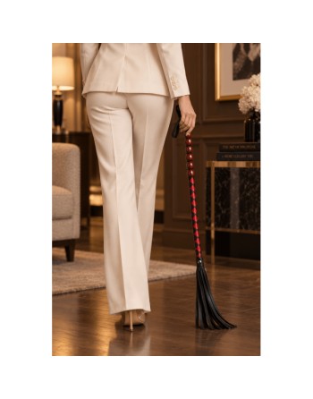 Fouet rouge et noir en simili cuir 80 cm - Dreamy Fetish