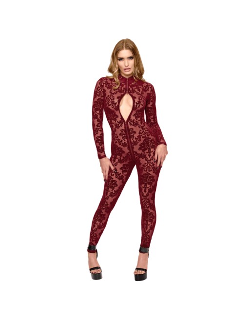 F421 Masquerade Bodystocking avec Zip Trois Voies